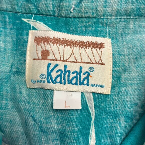 Vtg Kahala Hawaiian Shirt Mens L Blue, White Floral Print Button Up Vacation - Picture 3 of 9